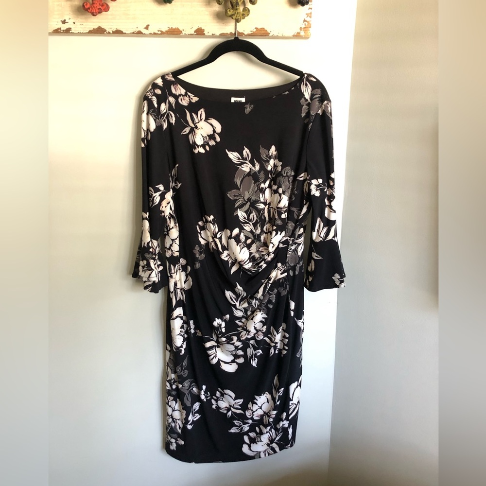Anne Klein black and white floral dress